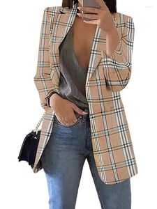 Vestes Femmes Femmes Mode Plaid Revers Slim Cardigan Costume Veste De Luxe Élégant Blazer Manteau