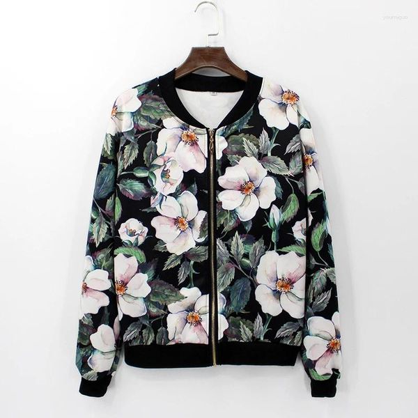 Jackets para mujeres Jaqueta de estampado de flores para mujeres