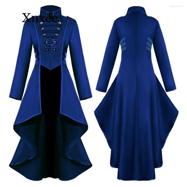 Chaquetas de mujer, chaqueta gótica Steampunk con botones, corsé de encaje para mujer, disfraz de Halloween a la moda, abrigo largo, abrigo sólido para mujer