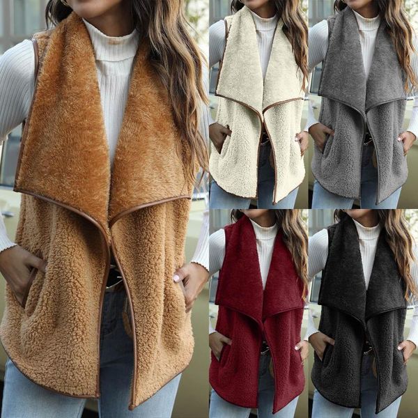 Vestes pour femmes Femmes Dames Mode Casual Sexy Veste Manteau D'hiver Outwear Chaud Gilet Gilet Imple Design Street All-match Tricoté