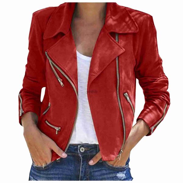 Vestes Femmes Femmes Revers Moto Veste Coréenne Chic Manteau Faux Agneau Laine Vestes Streetwear Automne Hiver Zipper Outwear L231212