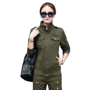 Vestes pour femmes femmes militaire armée vert veste avec épaulettes 2022 dames broderie femmes décontracté Cargo veste femmes