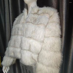 Damesjassen vrouwen polyester jas vezel dames stijlvolle faux bont elegante massieve kleurjas voor de herfst winter