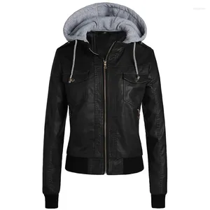 Damesjassen Dames Pu-jas Gothic Kunstleerjassen Hoodies Winter Herfst Motorfiets Zwart Bovenkleding Rits