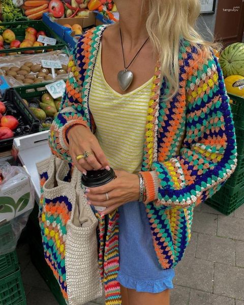 Vestes Femmes Femmes 2023 Automne Mode Crochet Creux Cardigan Femmes Casual Manches Longues Lâche Outwear Dames Commute