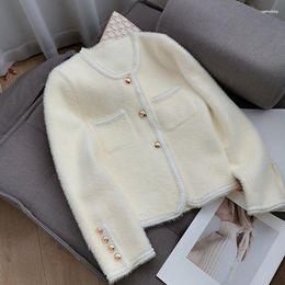 Damesjacks Dames Franse vestjas Vrouwen Spring en herfst 2023 High End Celebrity Imitatie Mink Fleece Sweater Knust