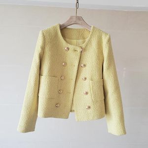 Damesjassen dameshoge kwaliteit Franse vintage crop top tweed jas jas vrouwen korte kleine geur dames dubbele borsten