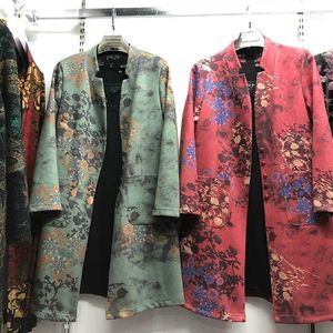 Damesjacks dames plus maat 2022 lente herfst vrouwen lange mouw jas vrouwelijk buitenverdragen casual pocket bloemenprint chaqueta mujer1