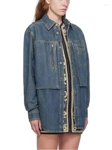 Chaquetas de mujer Mujer Silueta Denim Chaqueta Single Breasted Moda suelta Manga larga Otoño 2023 Abrigo femenino