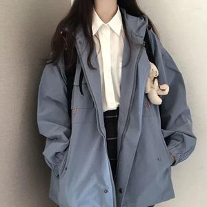 Vestes Femmes Femmes Solid Oversize Veste Harajuku Coréen Casual Lâche Manteaux À Capuchon Automne Zip Up Preppy Style École Filles Vintage