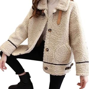 Vestes pour femmes Femmes Printemps pull en molleton d'agneau Manteau Femme Épaissir Chaud Veste Lâche Casual all-match épaisse fourrure un cardigans en peluche 220919