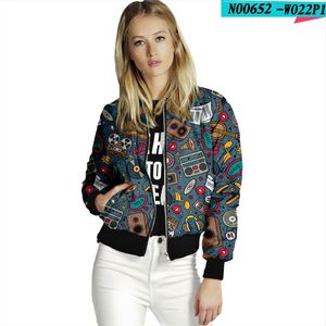 Vestes pour femmes femmes printemps été à manches longues fermeture éclair imprimer Bomber veste décontracté poche mince femme Street Style Outwear grande taille 2023