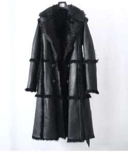 Vestes Femmes Femmes Manteau de fourrure de laine d'agneau toscane avec ceinture longue vestes en cuir véritable 231117