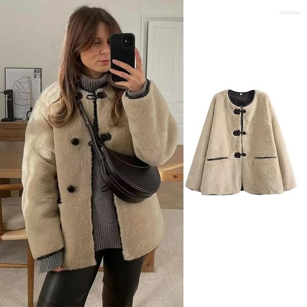 Vestes Femmes Femmes Manteaux d'hiver Mode Épais Chaud Fausse Fourrure Shearling Veste Manteau Vintage À Manches Longues Femelle Survêtement Chic Top