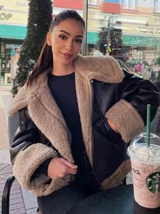 Damesjassen vrouwen winter mode dik warme faux bont shearling jas jas vintage lange mouw zip-up vrouwelijke bovenkleding chic top