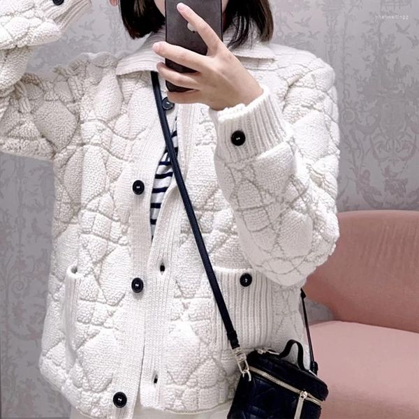 Jackets para mujeres Mujer Cabalero de cachemira Caballera Outerwear 2023 Outumn Winter White Plaid Long Manga corta Cuerda