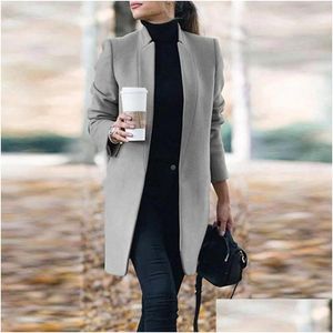 Vestes pour femmes manteau laine d'automne d'hiver mode manche à manches longues manche plus taille s-5xl vintage solide vintage des pardessus féminines drop dhlmz