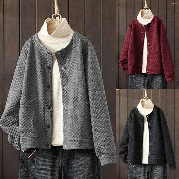 Chaquetas de mujer para mujer 2023 chaqueta de cardigan otoño abierto botón frontal abajo bolsillos de manga larga camisa casual ropa exterior