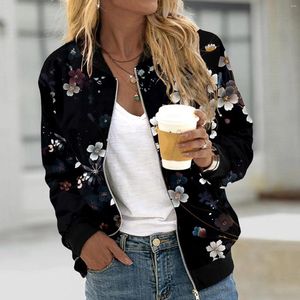 Vestes pour femmes Veste décontractée pour femme Zip Up Manteau à imprimé floral Collier court Sports d'extérieur Vêtements confortables Pull de sport polyvalent