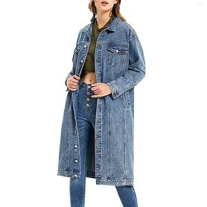 Vestes Femmes Femmes Classique Long Jean Veste Lâche Manches Bouton Down Denim 5x Manteau De Pluie Avec Capuche Pour Femmes