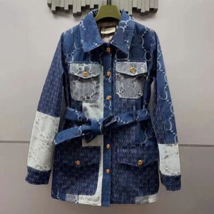 Vestes pour femmes Designer Double Coat denim Coat printemps automne à manches longues en jean Blue Street Style