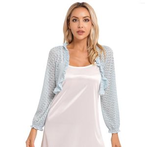 Damesjassen Elegant Dames Vest met lange mouwen Schouderophalen Top Casual Bolero Cropped Jack Voor Vakantie Strand Bruiloft