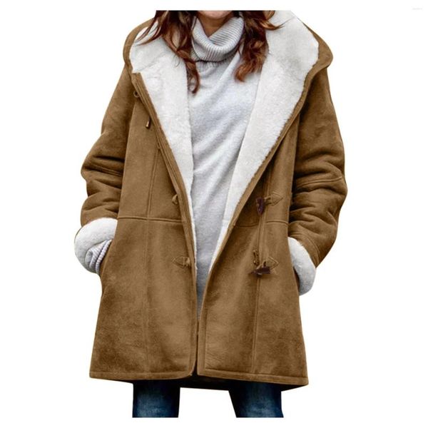 Chaquetas para mujer Abrigo de piel sintética para mujer Invierno Cálido Felpa Irregular Dobladillo Lino Talla grande Chaqueta con capucha Outwear suelto 2023