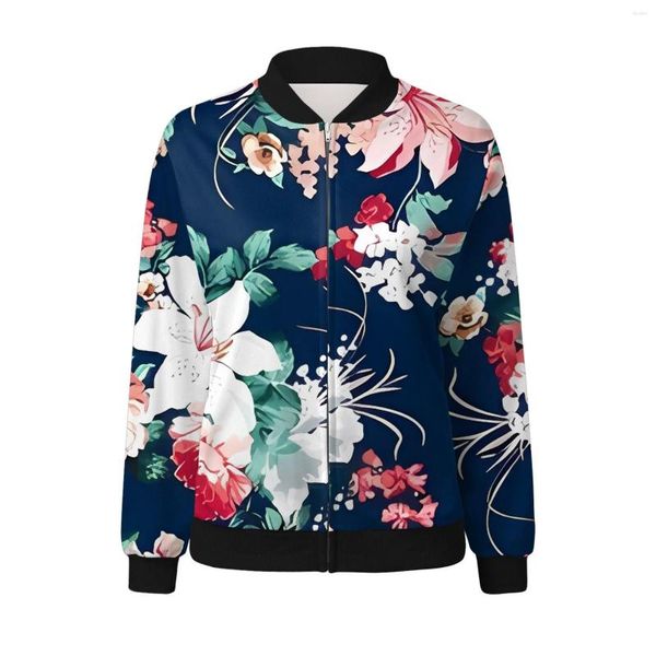 Vestes pour femmes Femmes Graphique Casual Légère Zip Up Veste Chic Floral Print Manteau St Col Court Outwear Sports Streetwear Vêtements