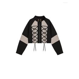 Women's Jackets Vestes pour femmes Veste de travail Vintage Style coréen 90S Y2K Manteau à lacets à manches longues en vrac Mode Streetwear Outwear Top Dhrlp