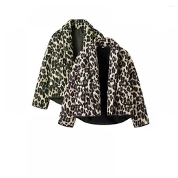Jackets para mujeres para mujer Winter Leopard Corduroy Lapa de manga larga Botón Down Chaqueta con bolsillos Collar suelto moda Sexy