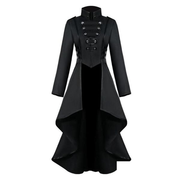 Femmes Vestes Femmes Gothique Steampunk Bouton Corset En Dentelle Costume D'Halloween Manteau Plus La Taille Solide Couleur Irregar Hem Tailcoat F Dhpfx