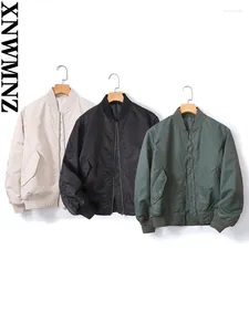 Damesjassen XNWMNZ Herfst Winter Mode Zakjasje Retro Lange mouw Rits Bomber Basic Bovenkleding