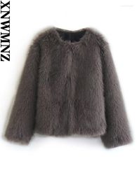 Vrouwen Jassen XNWMNZ Vrouwen Mode Herfst Winter Warm Cropped Faux Fur Jas Vrouw Lange Mouw Ronde Hals Bovenkleding Vrouwelijke chique Jas