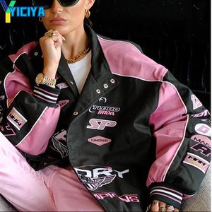 Chaquetas de mujer YICIYA chaqueta bomber mujer invierno prendas de vestir exteriores de gran tamaño impreso y2k vintage varsity baseball Chaquetas racing American Jacket top 230728