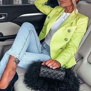 Vestes Femme ZEBERY Y2K Élégant Double Boutonnage Blazers Femme Col Décontracté Manches Longues Manteau Office Lady Blanc