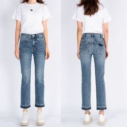 Dames Jean Denim broek met hoge taille, mode-casual enkellange jeans 230715