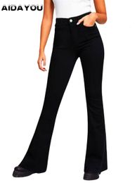 De flare jeansbroek van dames jeans zwarte XS tot 4xl casual bootcut boterachtig dikker stretch bell bodem hoge taille jurk OUC060 230324