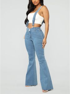 Dames jean vintage magere spaghetti riem jumpsuits flare suspener denim broek overalls wide been bell bodem slabib broek 3xl 221011