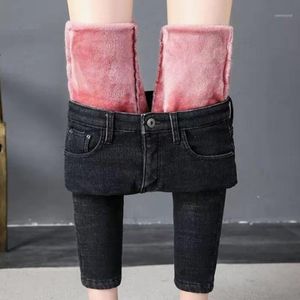 Jeans para mujer 2021 Pantalones de mujer Pantalones de mezclilla cálidos de invierno Skinny Slim Fit Velvet Fleece Forrado Pantalón de lápiz grueso