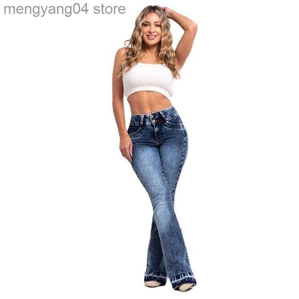 Jeans de mujer 2022 Nueva cintura alta Boot Cut Jeans para mujer Moda Slim Stretch Denim Pantalones acampanados Sexy Hip Lift Pantalones S-3XL Envío de la gota T230530