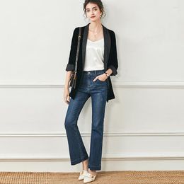 Jeans pour femmes 2022 printemps et automne style européen américain mode mince amincissant micro haut-parleur pantalon en denim droit femmes