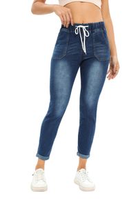 Jeans pour femmes 2023 Automne Taille élastique Cordon de serrage Mode Haute Stretch AnkleLength Denim Crayon Pantalon Dames S2XL 231127