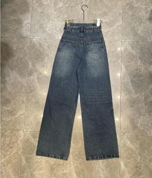 Jeans para mujer 2023 Otoño Carta Cinturón Sexy Hollow Cintura Diseño Moda Versátil Pantalones de pierna ancha Y2K CC-0990