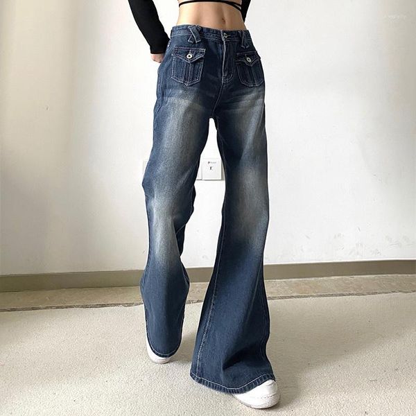 Jeans de mujer 2023 Cargo Mujer Streetwear Low Rise Bootcut Mom Grunge Black Slim Denim Pants Harajuku Basic