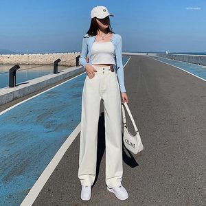 Jeans pour femmes 2023 Casual Femmes Large Jambe Lâche Taille Haute Femme Blanc Rétro Bleu Droit Baggy Pantalon Oversize Pantalon Vêtements