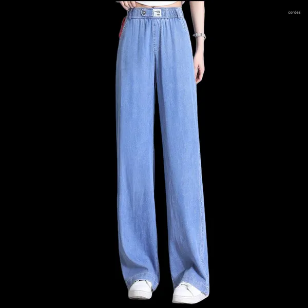 Jeans Femme 2023 Denim Pantalon Large - Été Ultra-Mince Taille Haute Lâche Coupe Slim Longue Jambe Droite