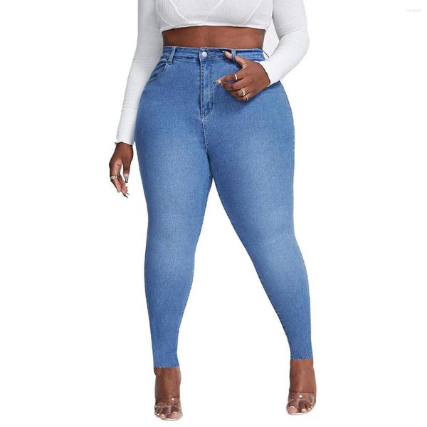 Jeans pour femmes 2023 Automne XL-4XL Plus Taille pour femmes Mode Taille haute Stretch Denim Crayon Pantalon Casual Pantalon Skinny Drop Ship