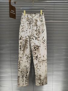 Damesjeans 2023 Mode Luipaardprint Hoge taille Slanke losse pijpen Casual spijkerbroek