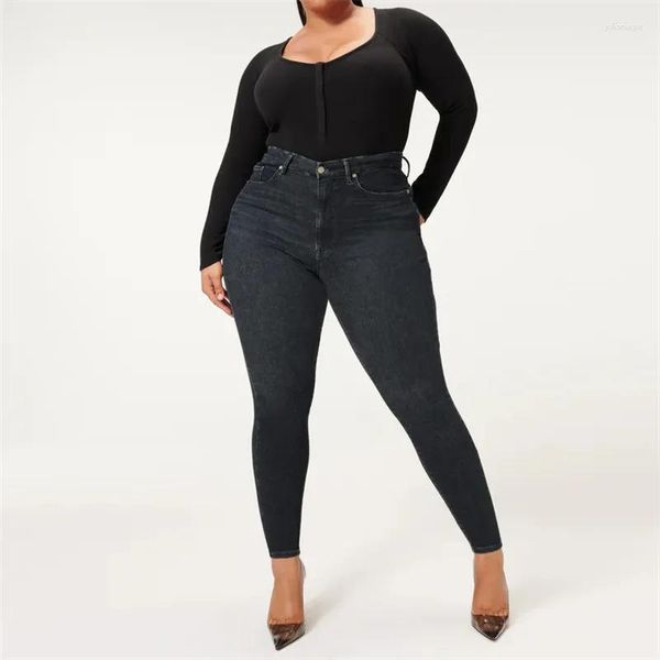 Jeans pour femmes 2023 High Stretch Skinny Noir Pour Femmes Pleine Longueur Plus Taille Mom Curvy Fit Crayon Pantalon