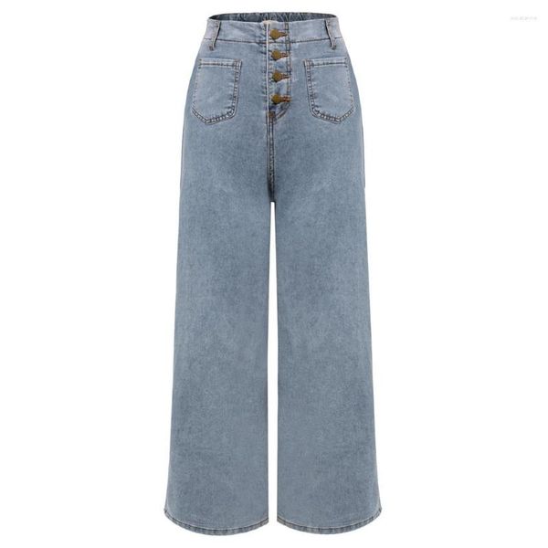 Jeans pour femmes 2023 taille haute jambe large pour femmes extensible cloche bas évasé denims pantalon multi-poches Jean A30